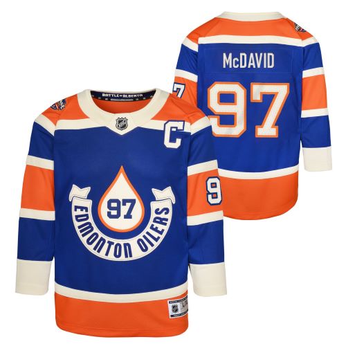 Child NHL Edmonton Oilers #97 Connor McDavid 2023 Heritage Classic Royal Blue