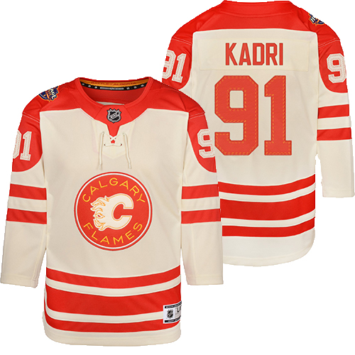 Mens NHL Calgary Flames #91 Nazem Kadri 2023 Heritage Classic Cream