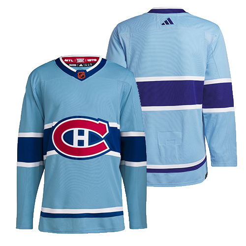 Customized Mens NHL Montreal Canadiens Adidas Primegreen Reverse Retro Powder Blue