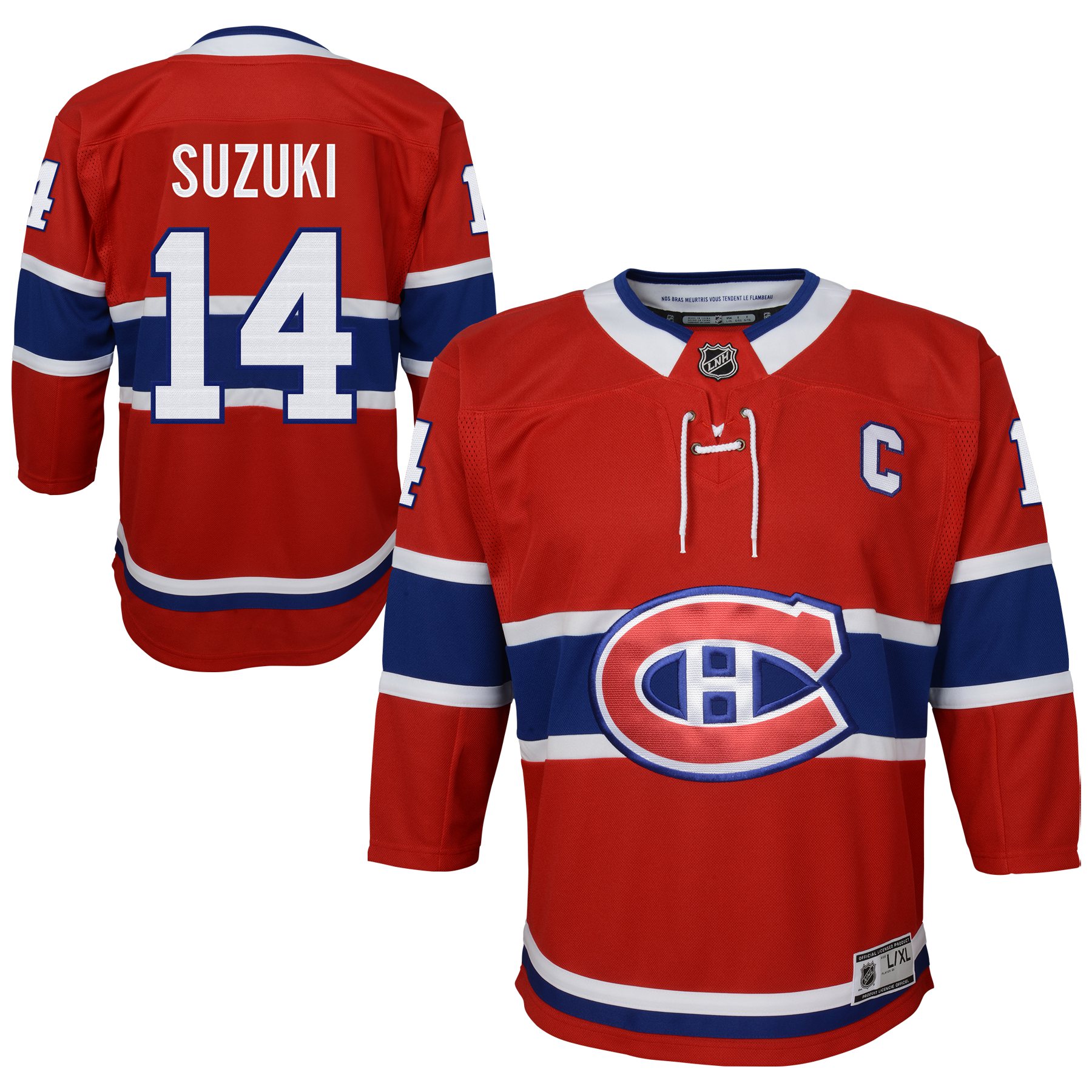 Youth NHL Montreal Canadiens #14 Nick Suzuki Home Red