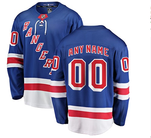 Customized Mens NHL New York Rangers Adidas Primegreen Home Blue
