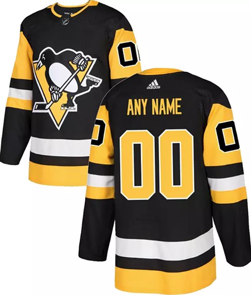 Customized Mens NHL Pittsburgh Penguins Adidas Primegreen Home Black
