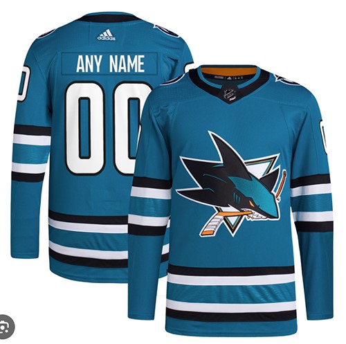 Customized Mens NHL San Jose Sharks Adidas Primegreen Home Teal
