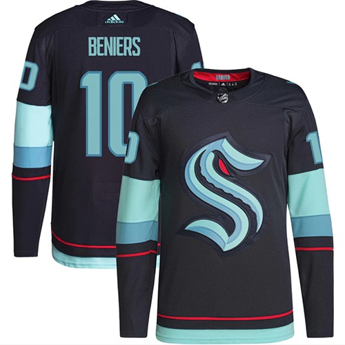 Mens NHL Seattle Kraken #10 Matty Beniers Adidas Primegreen Home Navy