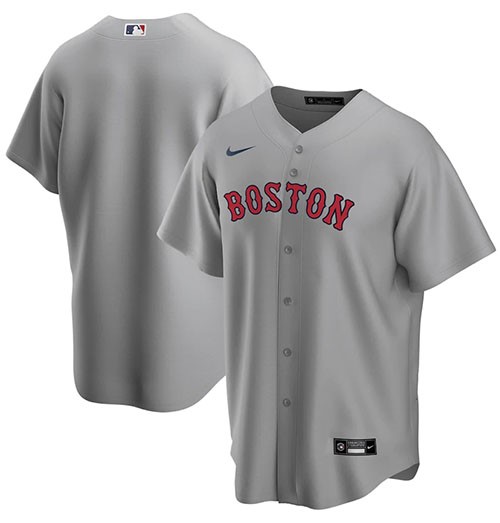 Customized Mens MLB Boston Red Sox Nike Grey Away Replica Team Jersey