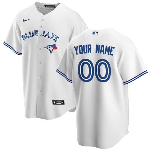 Customized Mens MLB Toronto Blue Jays Nike White Home Replica Team Jersey