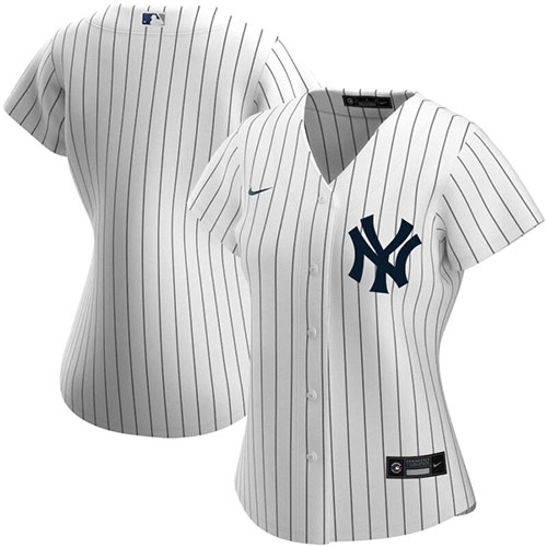 Customized Womens MLB New York Yankees Nike White Home Replica Team Jersey