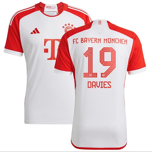 Mens Adidas FC Bayern Munich #19 Alphonso Davies 2324 Home Jersey