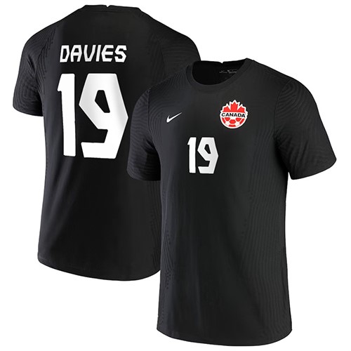 Mens Canada Soccer #19 Alphonso Davies Nike 202223 Third Black Replica Player Jersey