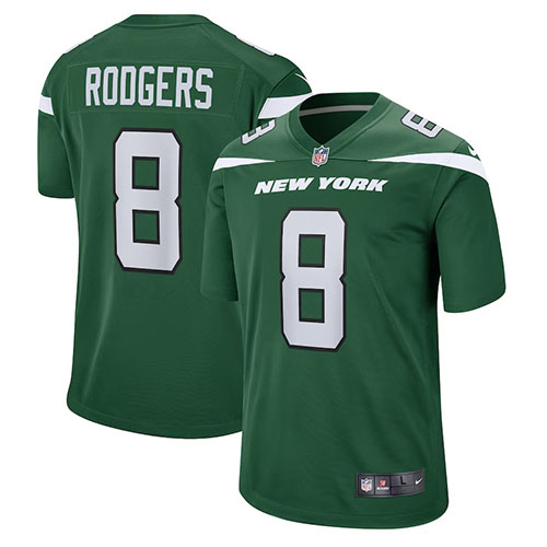 Mens NFL New York Jets #8 Aaron Rodgers Nike Game Player Jersey