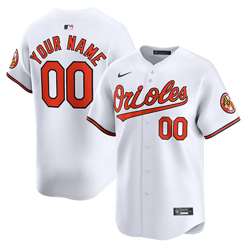 Customized Mens Baltimore Orioles Nike Home Limited Custom Jersey - White
