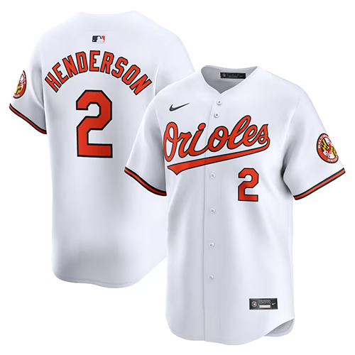 Mens #2 Gunnar Henderson Baltimore Orioles Nike Home Limited Player Jersey - White