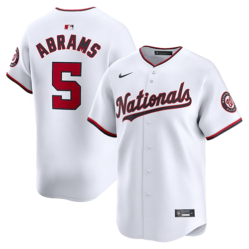 Mens #5 CJ Abrams Washington Nationals Nike Home Limited Player Jersey - White