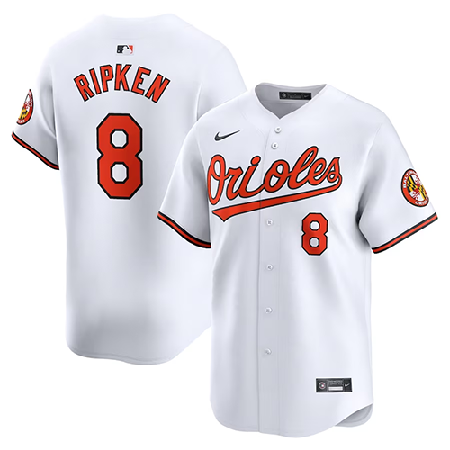 Mens #8 Cal Ripken Jr. Baltimore Orioles Nike Home Limited Player Jersey - White