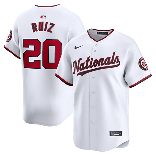 Mens #20 Keibert Ruiz Washington Nationals Nike Home Limited Player Jersey - White