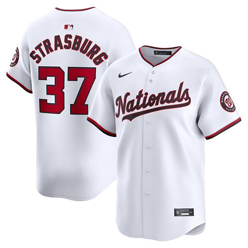 Mens #37 Stephen Strasburg Washington Nationals Nike Home Limited Player Jersey - White
