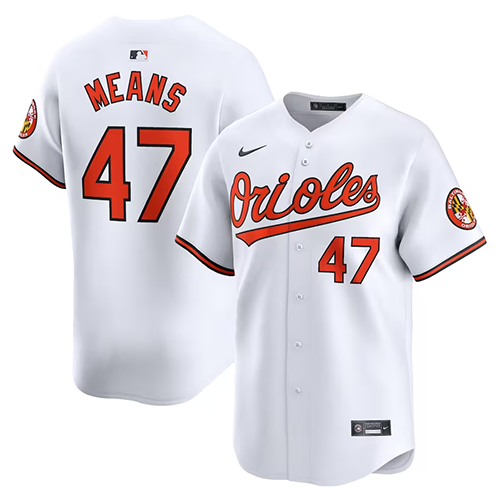 Mens #47 John Means Baltimore Orioles Nike Home Limited Player Jersey - White