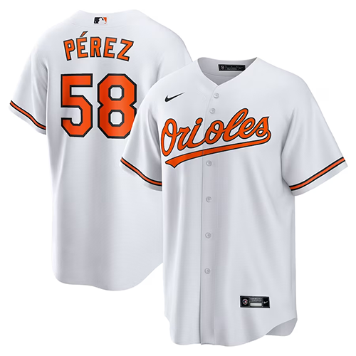 Mens #58 Cionel Perez Baltimore Orioles Nike Home Replica Player Jersey - White