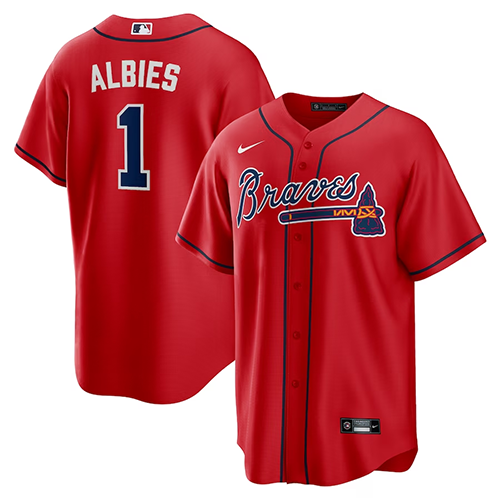 Atlanta Braves #1 Ozzie Albies Nike Alternate Replica Player Name Jersey - Red