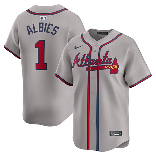Atlanta Braves #1 Ozzie Albies Nike Away Limited Player Jersey - Gray