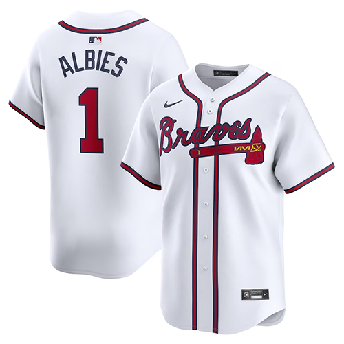 Atlanta Braves #1 Ozzie Albies Nike Home Limited Player Jersey - White