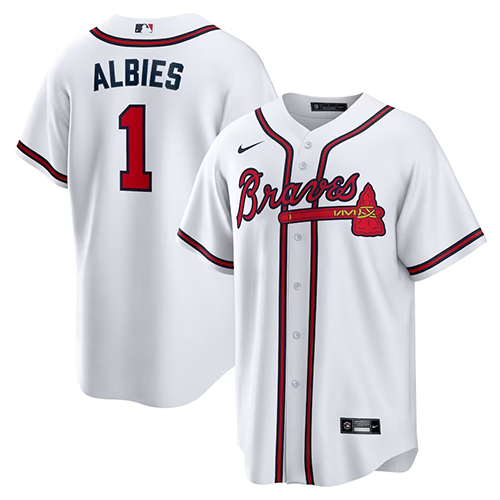 Atlanta Braves #1 Ozzie Albies Nike Home Replica Player Name Jersey - White