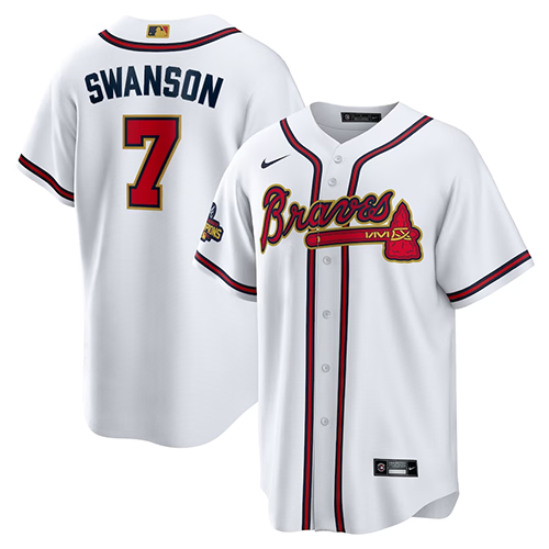 Atlanta Braves #7 Dansby Swanson Nike 2022 Gold Program Replica Player Jersey - White
