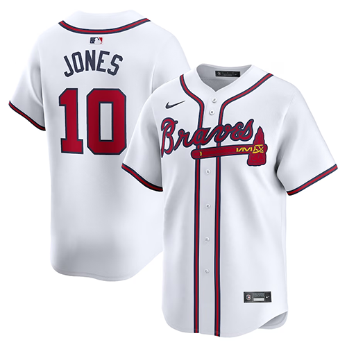 Atlanta Braves #10 Chipper Jones Nike Home Limited Player Jersey - White