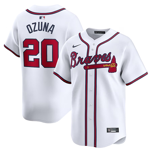 Atlanta Braves #20 Marcell Ozuna Nike Home Limited Player Jersey - White