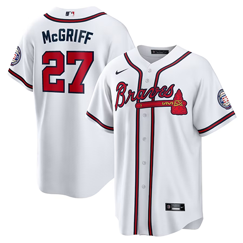 Atlanta Braves #27 Fred McGriff Nike 2023 Hall of Fame Patch Inline Replica Jersey - White