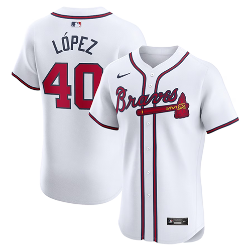 Atlanta Braves #40 Reynaldo Lopez Nike Home Elite Player Jersey - White