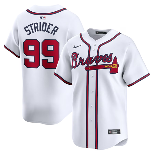 Atlanta Braves #99 Spencer Strider Nike Home Limited Player Jersey - White