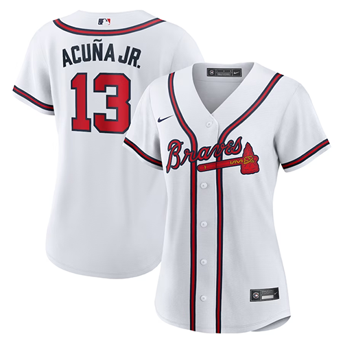 Atlanta Braves Womens #13 Ronald Acuna Jr. Nike Home Replica Player Jersey - White
