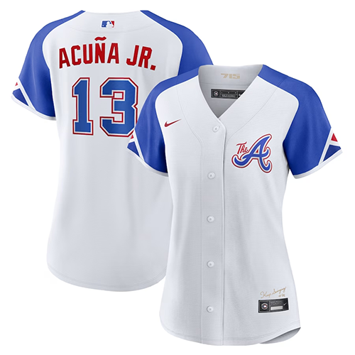 Atlanta Braves Womens #13 Ronald Acu?a Jr. Nike City Connect Replica Player Jersey - White