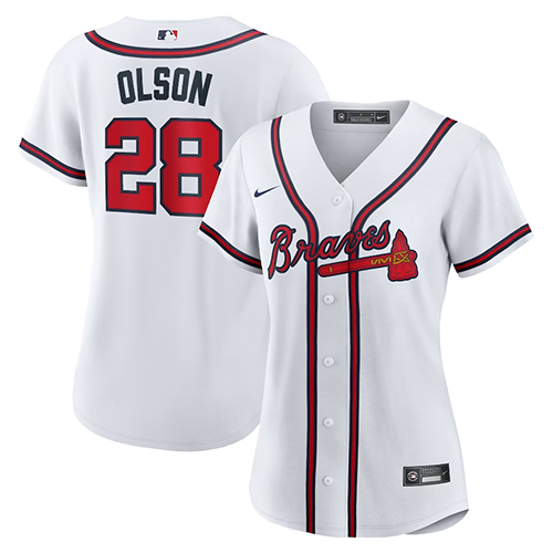 Atlanta Braves Womens #28 Matt Olson Nike Home Replica Player Jersey - White