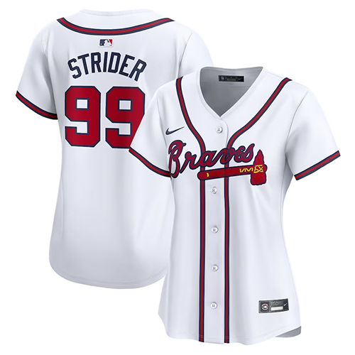 Atlanta Braves Womens #99 Spencer Strider Nike Home Limited Player Jersey - White