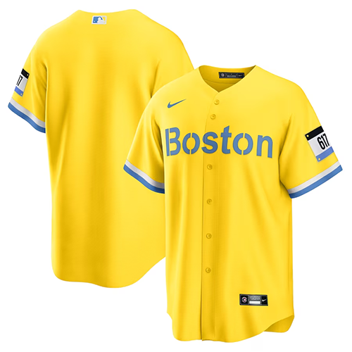 Boston Red Sox #Blank Nike City Connect Replica Jersey - GoldLight Blue