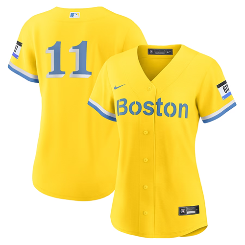 Boston Red Sox Womens #11 Rafael Devers Nike City Connect Replica Player Jersey - Gold