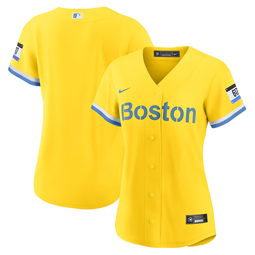 Boston Red Sox Womens #Blank Nike City Connect Replica Jersey - GoldLight Blue