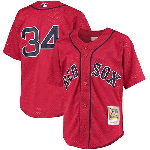 Boston Red Sox Youth #34 David Ortiz Mitchell & Ness Cooperstown Collection Batting Practice Jersey - Red