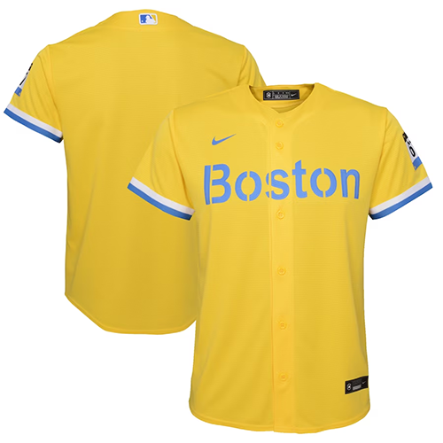 Boston Red Sox Youth #Blank Nike City Connect Replica Team Jersey - GoldLight Blue