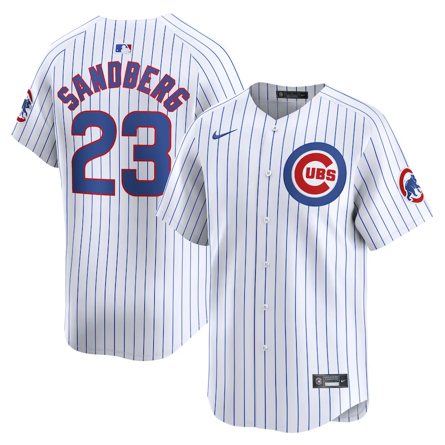 Chicago Cubs #23 Ryne Sandberg Nike Home Limited Player Jersey- White