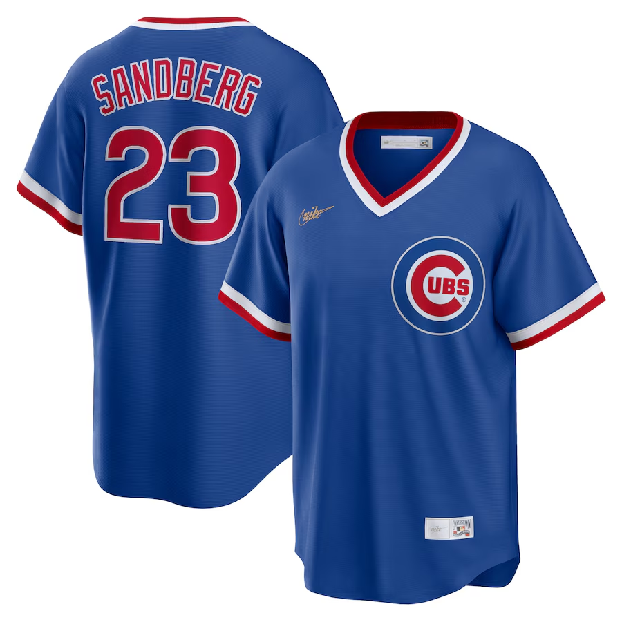 Chicago Cubs #23 Ryne Sandberg Nike Road Cooperstown Collection Player Jersey- Royal