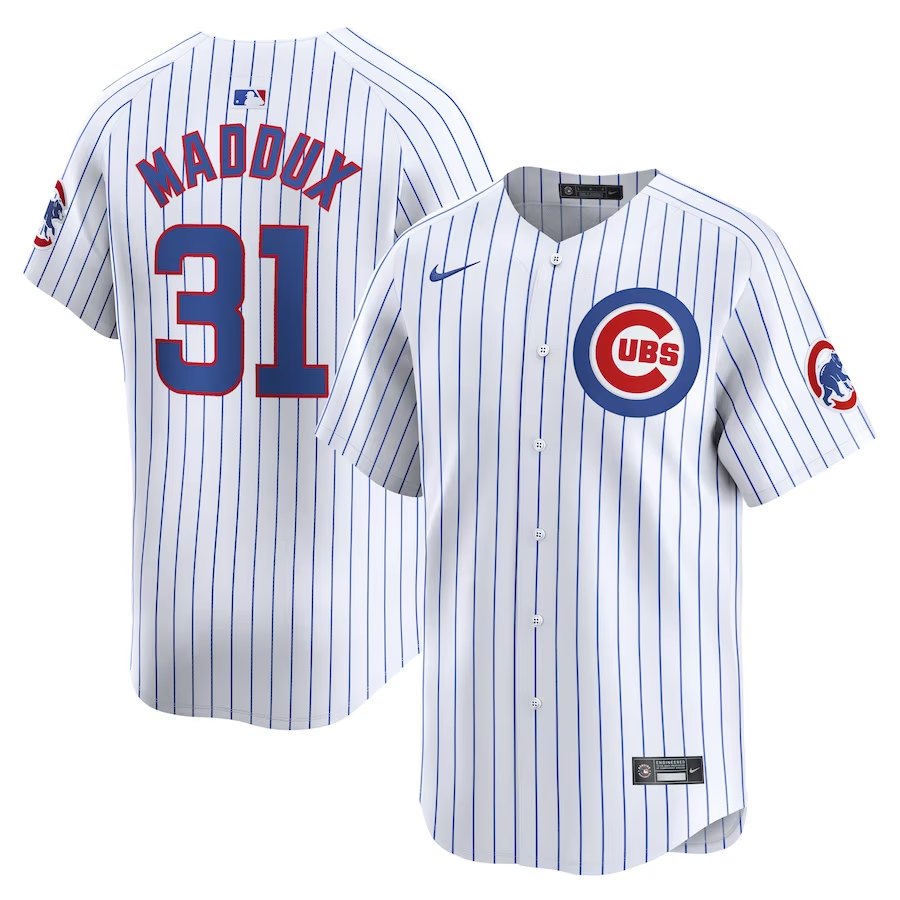 Chicago Cubs #31 Greg Maddux Nike Home Limited Player Jersey- White