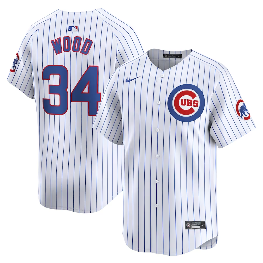 Chicago Cubs #34 Kerry Wood Nike Home Limited Player Jersey- White