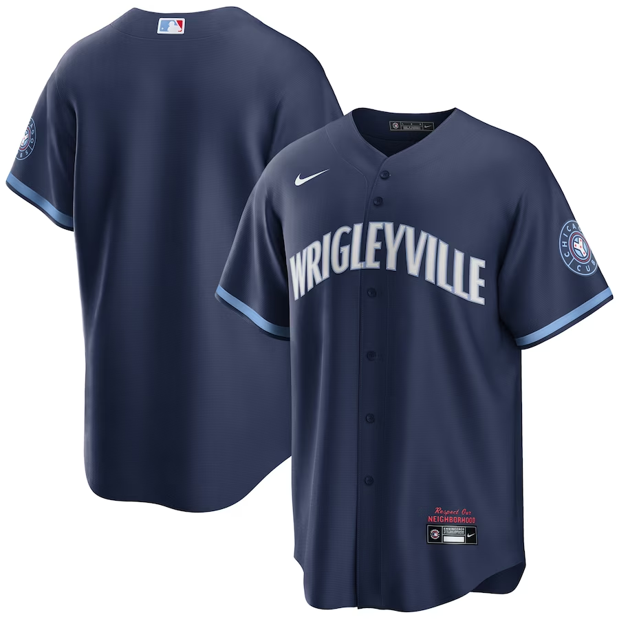 Chicago Cubs #Blank Nike City Connect Replica Jersey- Navy