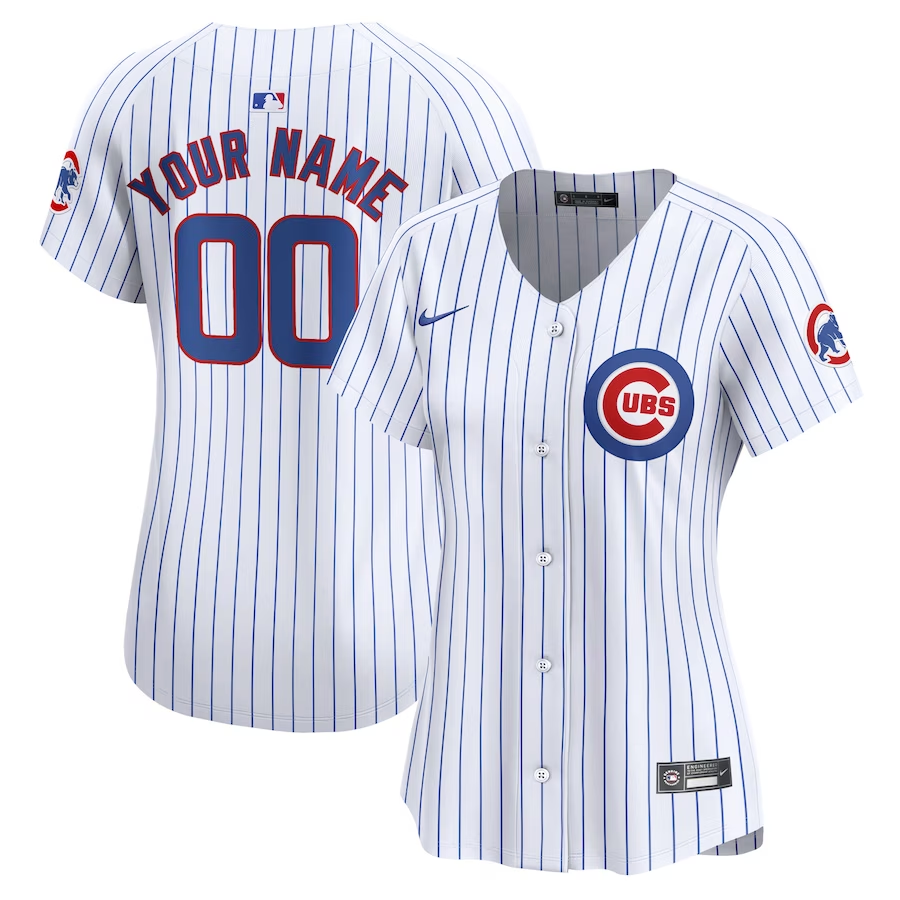 Chicago Cubs Customized Womens Nike Home Limited Custom Jersey- White
