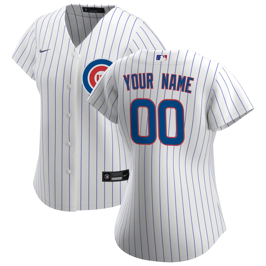 Chicago Cubs Customized Womens Nike Home Replica Custom Jersey- White