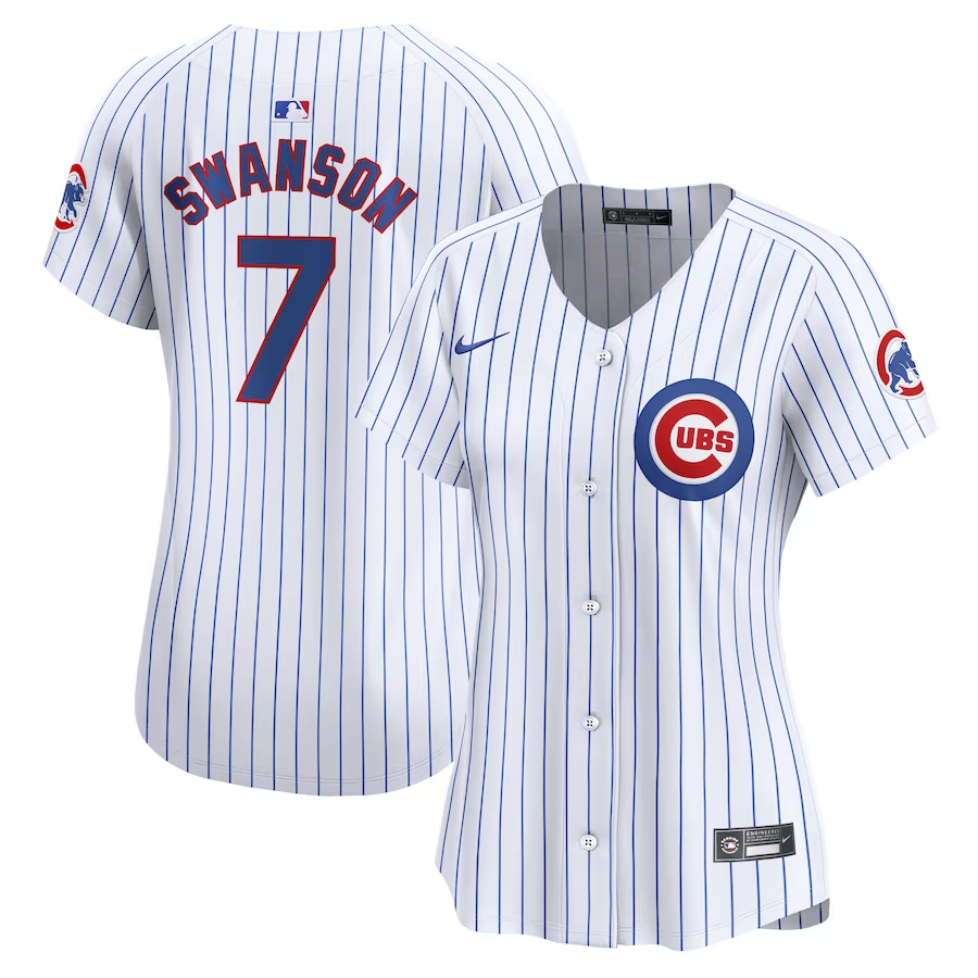 Chicago Cubs Womens #7 Dansby Swanson Nike Home Limited Player Jersey- White