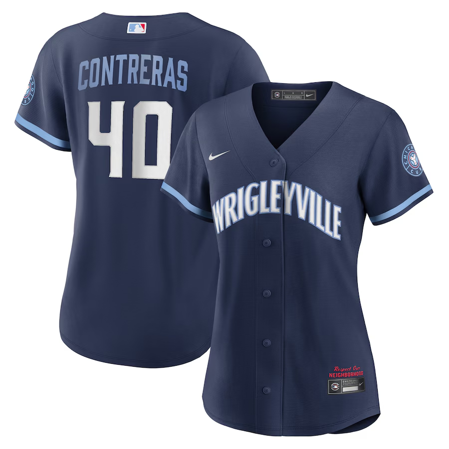 Chicago Cubs Womens #40 Willson Contreras Nike City Connect Replica Player Jersey- Navy